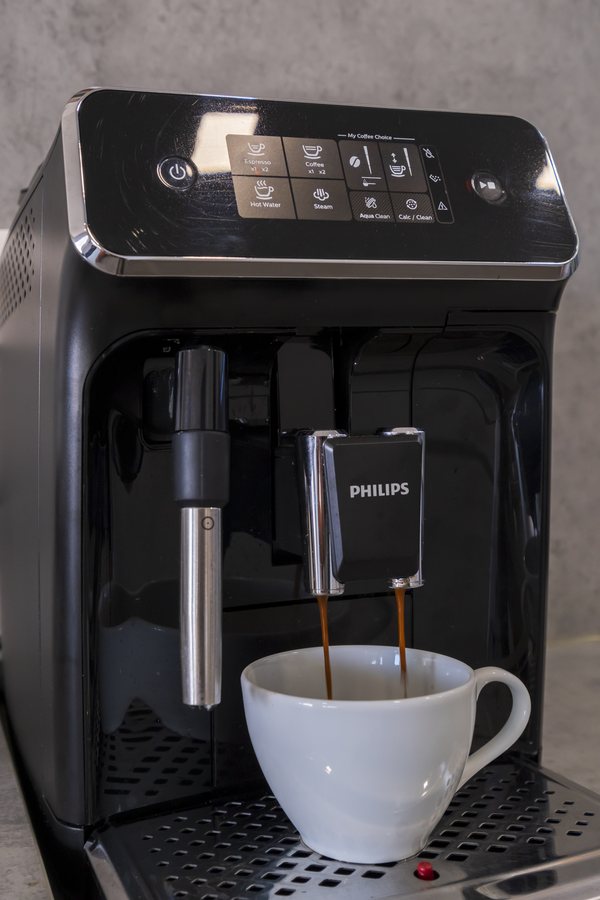 The coffee machine in the kitchen
