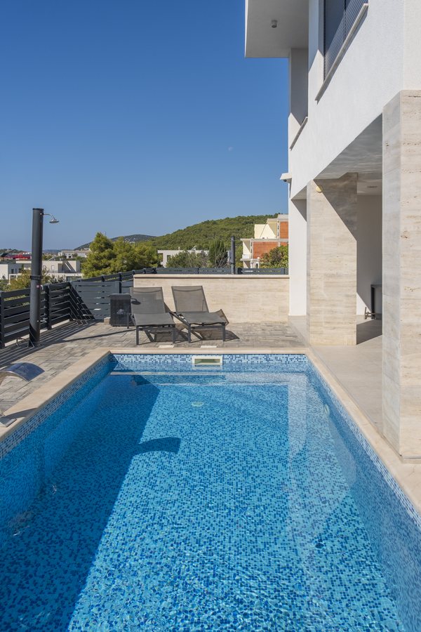 The length of the pool on a sunny day